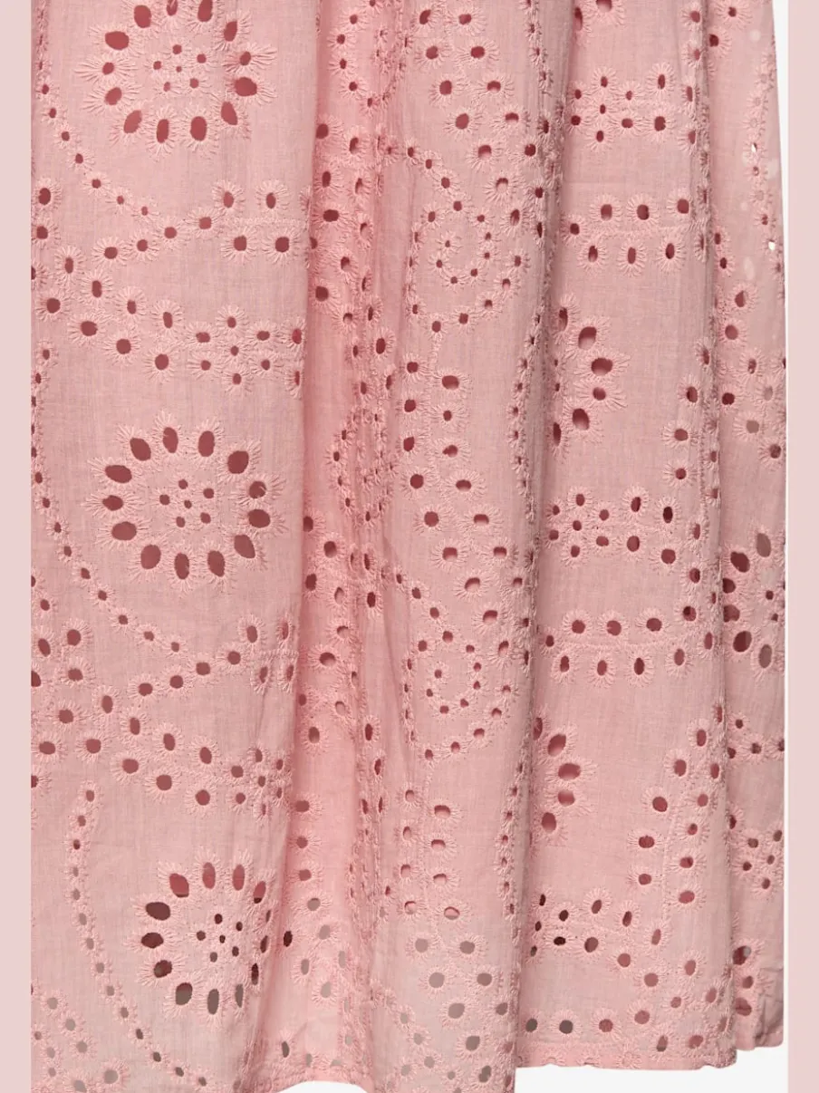 Jupe longue d'été à broderie ajourée avec plis flatteurs