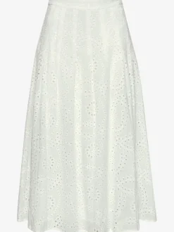 Jupe longue d'été à broderie ajourée avec plis flatteurs