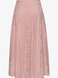 Jupe longue d'été à broderie ajourée avec plis flatteurs