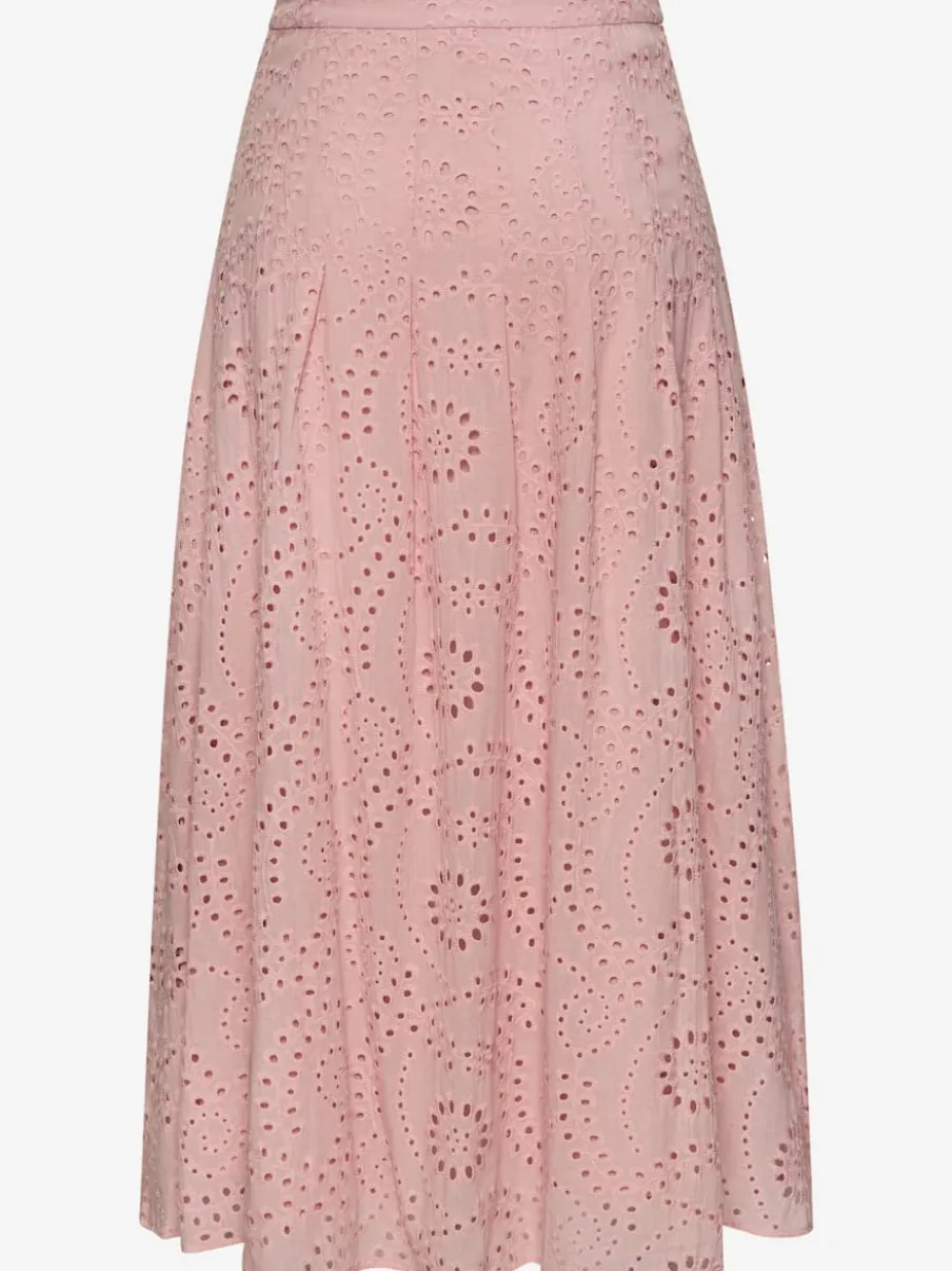 Jupe longue d'été à broderie ajourée avec plis flatteurs