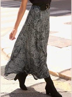Jupe longue en jersey avec ceinture smockée et imprimé floral