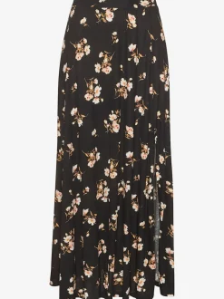 Jupe longue à fente latérale avec imprimé floral intégral
