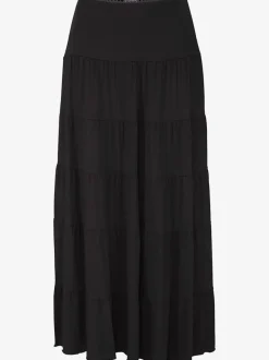 Jupe longue fluide avec volants et ceinture élastique