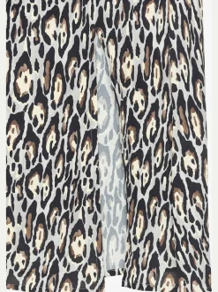 Jupe midi à fente avec imprimé animalier et ceinture structurée