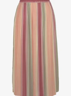 Jupe midi plissée avec motifs rayés et bords-côtes