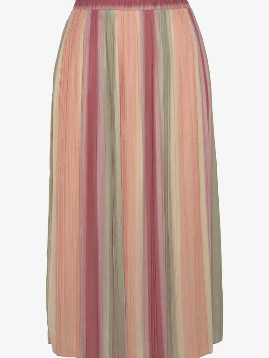 Jupe midi plissée avec motifs rayés et bords-côtes