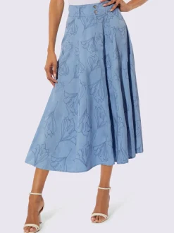 Jupe à panneaux avec broderie et poches arrondies