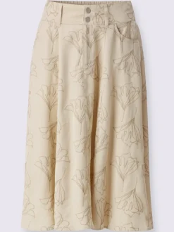 Jupe à panneaux avec broderie et poches arrondies