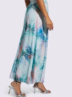 Jupe à panneaux en modal avec imprimé feuilles et ceinture élastique