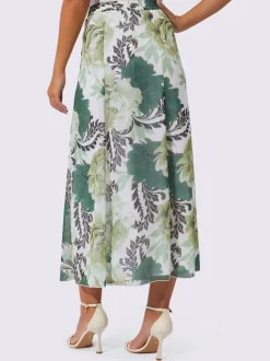 Jupe à panneaux florale avec taille élastique confortable