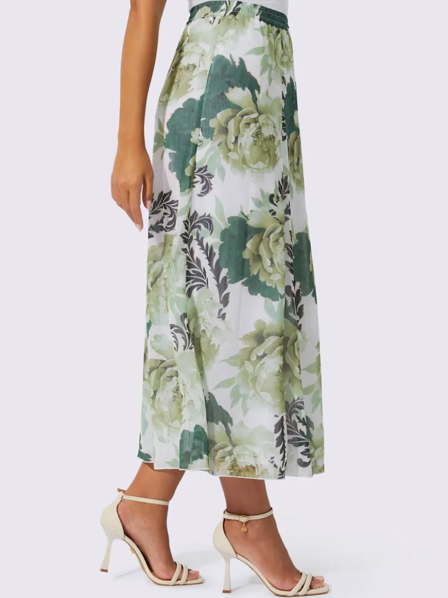 Jupe à panneaux florale avec taille élastique confortable