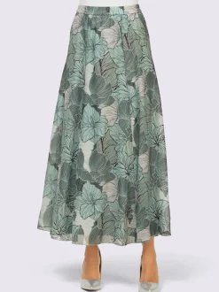 Jupe à panneaux fluide imprimé floral avec ceinture élastique