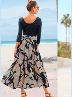 Jupes-culottes à jambes extra-larges avec imprimé fluide