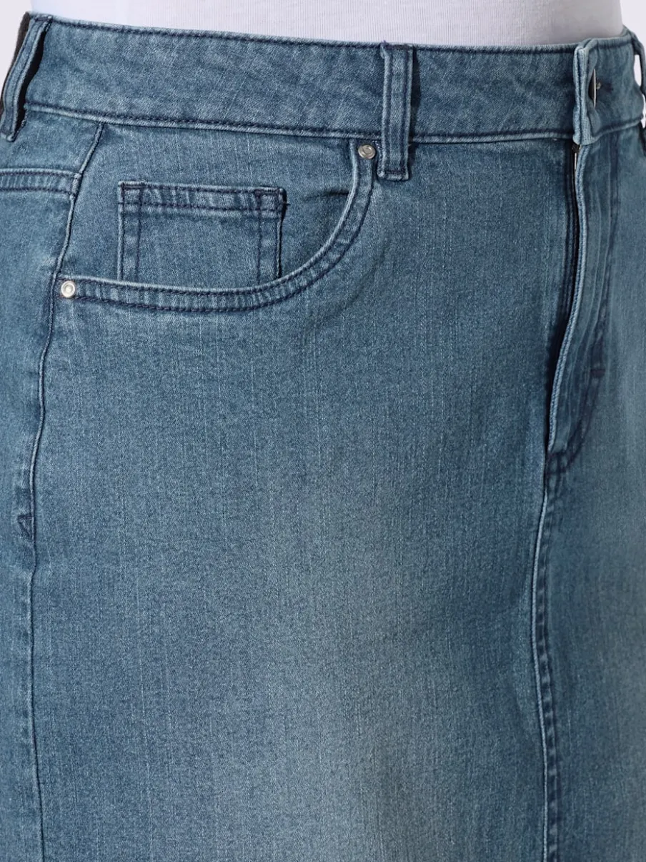 Jupes en jean coton à cinq poches avec fente