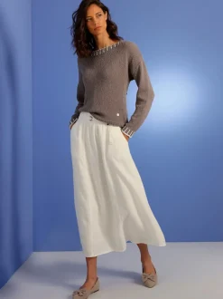 Jupes en lin avec ceinture et glissière discrètes