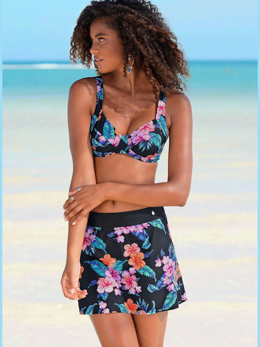 Jupe-short avec imprimé floral et matière extensible
