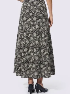 Jupe tissée avec motifs floraux et coupe évasée