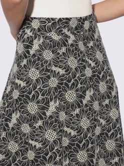 Jupe tissée avec motifs floraux et coupe évasée