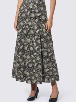 Jupe tissée avec motifs floraux et coupe évasée