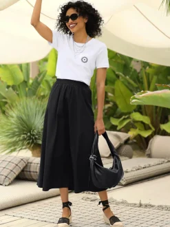 Jupe évasée avec ceinture élastique et poches cousues