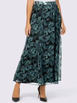 Jupe évasée avec motifs floraux et doublure viscose