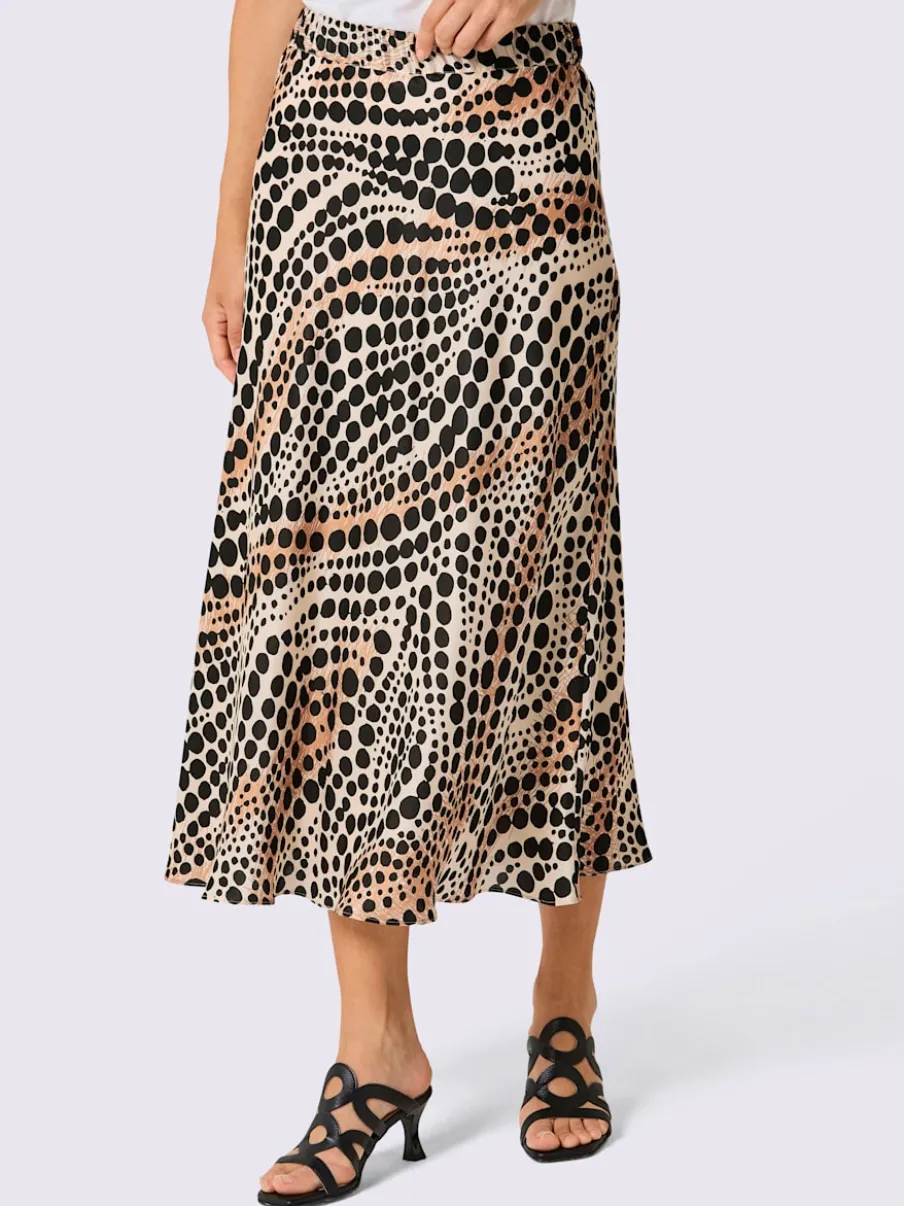 Jupe évasée en soie et viscose avec imprimé graphique