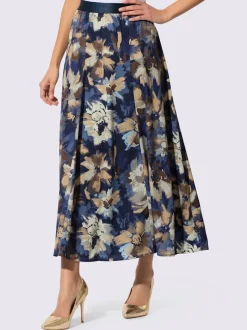Jupe évasée imprimée en viscose avec ceinture élastique.