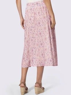 Jupe évasée à motif mille fleurs avec ceinture élastique