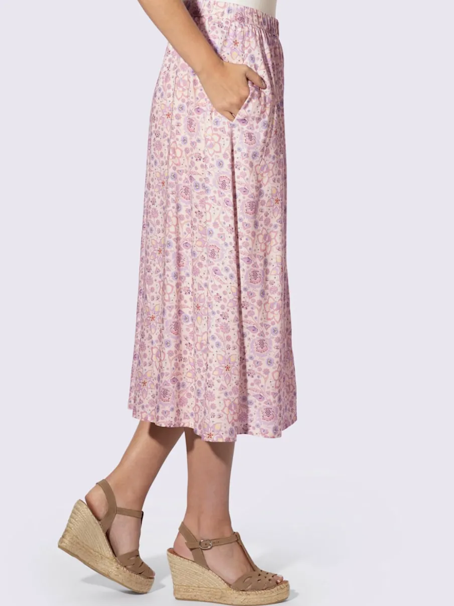 Jupe évasée à motif mille fleurs avec ceinture élastique