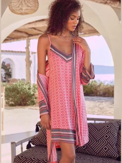 Kimono court avec motif ethnique