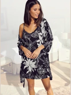 Kimono court à imprimé floral