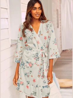 Kimono fantaisie avec volants aux ourlets