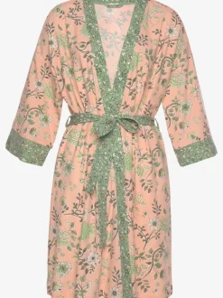 Kimono peignoir fantaisie avec imprimé floral