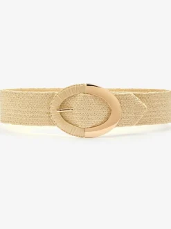 Large ceinture élastique avec boucle décorative et détails dorés