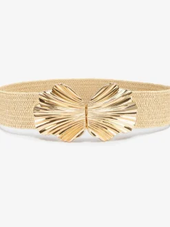 Large ceinture élastique avec boucle décorative et détails dorés