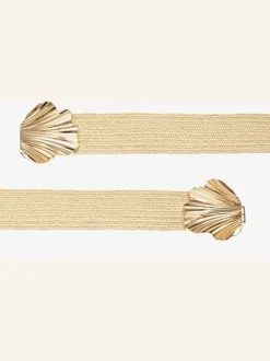 Large ceinture élastique avec boucle décorative et détails dorés