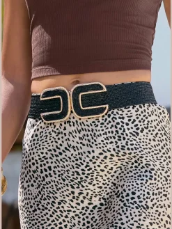 Large ceinture élastique avec boucle décorative