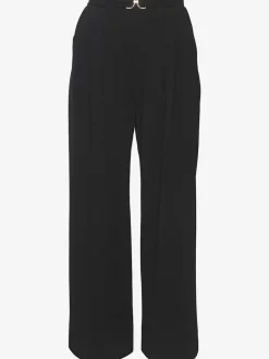 Large pantalon en tissu avec détail décoratif à la ceinture