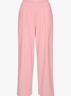 Large pantalon en tissu avec détail décoratif à la ceinture