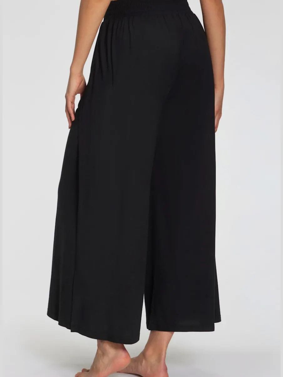 Large sarouel doux avec ceinture élastique fluide et chevauchants