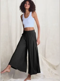 Large sarouel doux avec ceinture élastique fluide et chevauchants