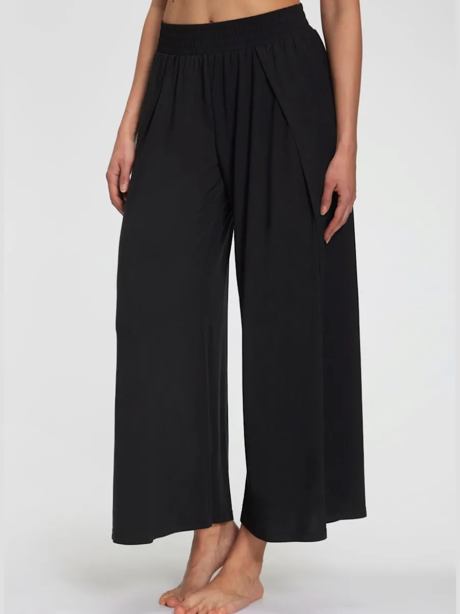 Large sarouel doux avec ceinture élastique fluide et chevauchants