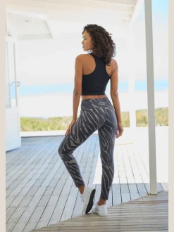 Legging avec motif zèbre et ceinture extra-large en coton extensible