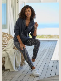 Legging avec motif zèbre et ceinture extra-large en coton extensible