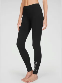 Legging basique en jersey avec ceinture élastique et logo brodé