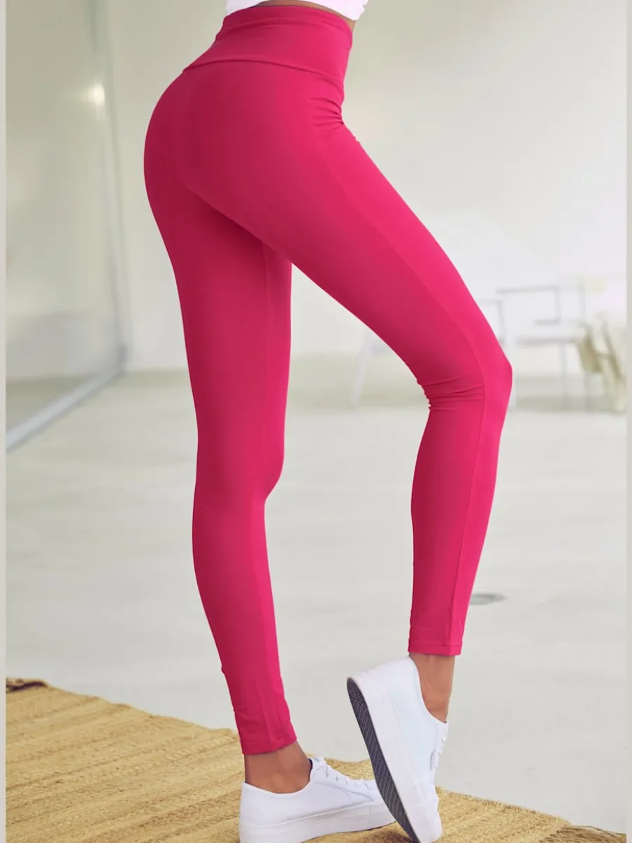 Legging confortable avec large bord-côte en coton et élasthanne
