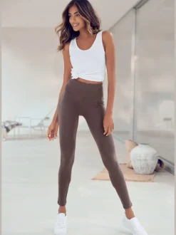 Legging confortable avec large bord-côte en coton et élasthanne