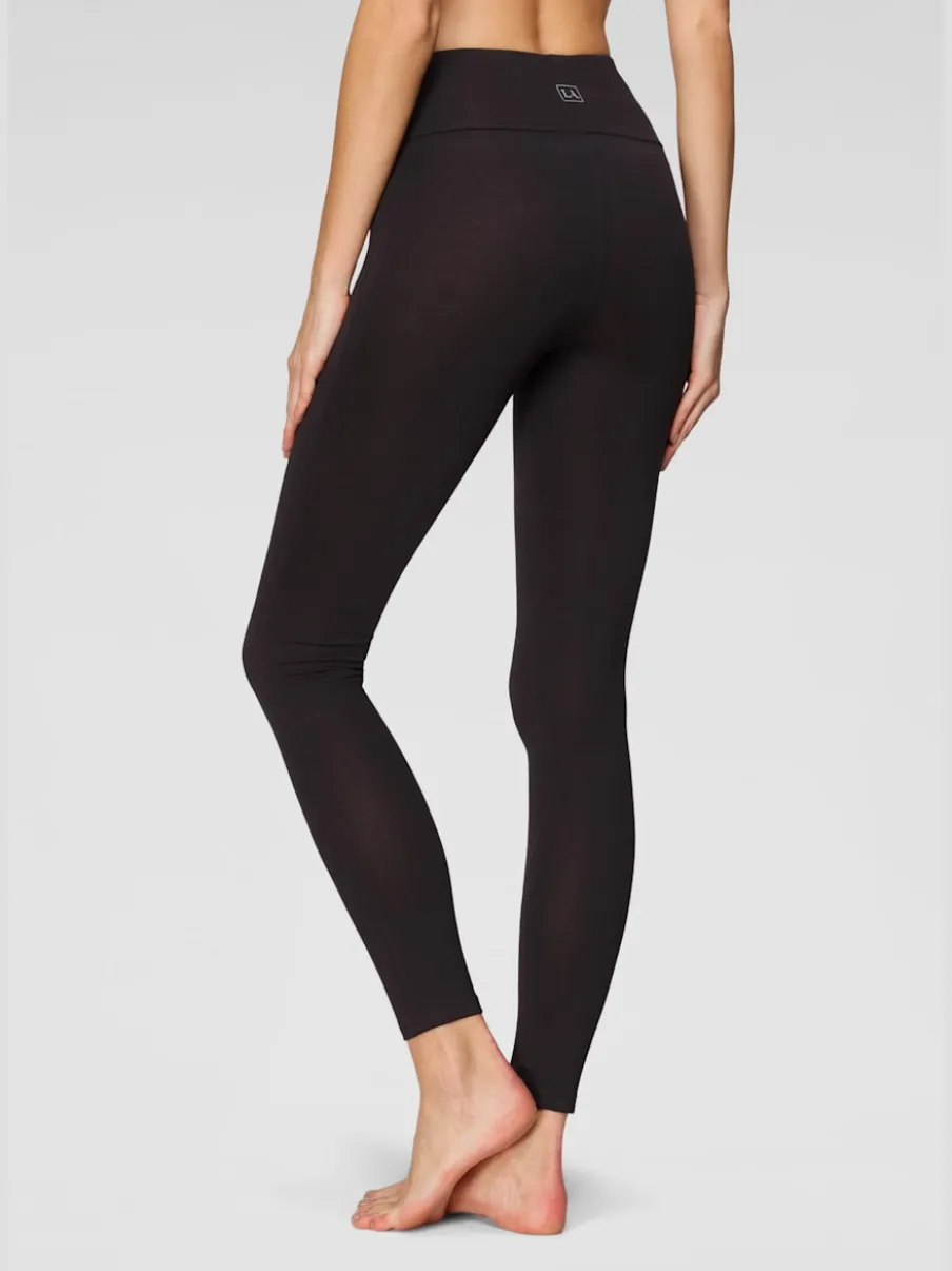 Legging confortable avec large bord-côte en coton et élasthanne