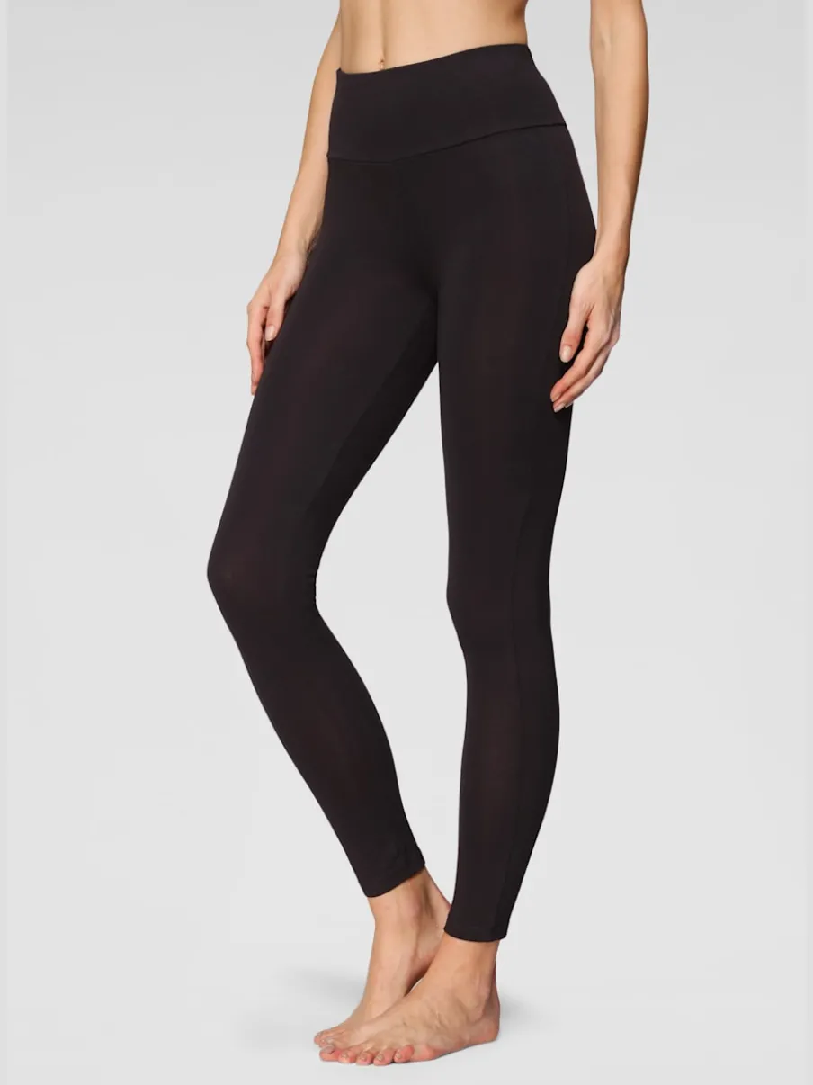 Legging confortable avec large bord-côte en coton et élasthanne