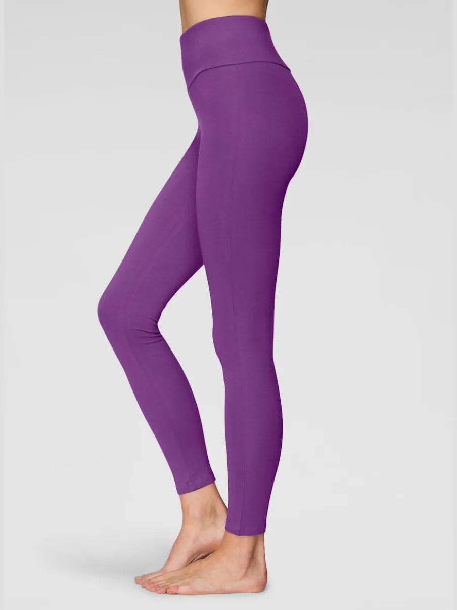 Legging confortable avec large bord-côte en coton et élasthanne